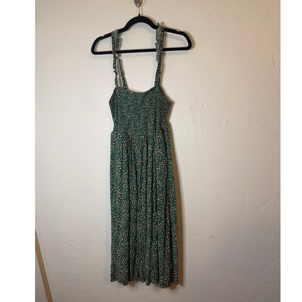 Torrid Green Floral Smocked Tie Strap Sleeveless Blouse Top Plus Size 0 XL